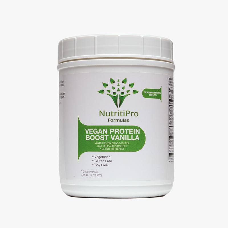 Vegan Protein Boost Vanilla (15 Servings) - great-tasting blend with probiotic, a well-rounded choice plant-based protein support.